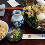 手打 やすえ - 舞茸おろしとあじ御飯