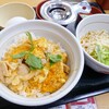 Naka U Rinku Matsubara Ten - 2023年5月　とろたま親子丼【税込530円】冷やしはいからうどん(小)【税込250円】ご飯見えすぎ(´Д｀)