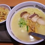 Sugakiya Moriyama Ion Ten - 肉入りラーメン（280円）、五目ごはん（210円）