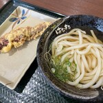 Hanamaru Udon Raspa Mitake Ten - ゲソ天１８０円　冷かけ390円