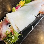 Sushi Katsugyo Ryori Sengoku - 剣先イカの活け造り。