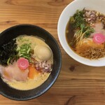 らぁ麺Labo 七施 - 料理写真:←白湯、清湯→