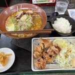 Raimon Mobara Ten - 味噌ラーメン、唐揚げセット1560円