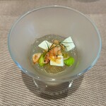 Restaurant COZY - コンソメジュレと塩豆腐　枝豆　桜海老