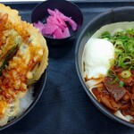 げんき庵 - ミニ天丼とオススメのドテきしめん温玉