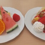 Kyobashi Senbikiya Fruit Parlour Daimaru Tokyo Ten - モーニングティーセットA（ワッフルセット）