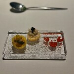 Ginza French Sublime Premium - アミューズ キャビア・ズワイガニ レムラード
                        雲丹とうもろこ