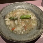 China Sichuan Shuka Manzan - 本ズワイ蟹とアスパラのあんかけ青山椒風味