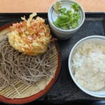 そば処 吉野家 - 朝かき揚げそばとろろご飯(冷