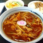 Kame Ya - カレーうどんセット、じゃこ飯で 850円