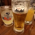 名古屋名物 味噌とんちゃん屋 国府宮ホルモン - 生ビール、パイナップルジュース、柚子ソーダ