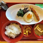 Joyfull Kurashiki Honten - 目玉焼き朝食¥399外　ドリンクバー付滞在の時間制限なし。ご飯大盛り小盛り無料。うまい。