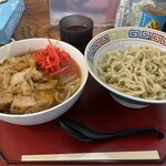 ラーメン めじ - 料理写真:つけ麺（ミニ）（全マシ（ニンニク野菜脂からめ紅しょうが） ）950円＋150円