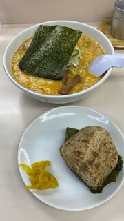 Ramen Gojogen Hon Ten - 背脂とんしおらーめん＋チャーシューおにぎり