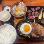 Steak Shokudo Niku no Bannin - ピリ辛味噌生姜焼き150g＋ステーキ100g定食