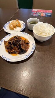 Bamiyan Jindaiji Ten - 麻婆茄子ランチ(大盛り)+セット餃子