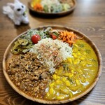 -和-nagomiスパイスカレー＆オーガニックカフェ - 本日のカレー2種盛り　1500円