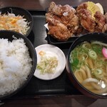 ふじ家うどん - 料理写真:唐揚げ定食(うどん)