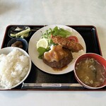 春日野食堂 - 料理写真:和風おろしハンバーグ エビフライセット