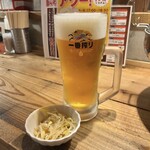 Neyagawa Yakiniku Center - メガ生ビール/440円＆無料のお通し♪