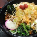 Shinano Oiwake Soba Hatsudai An - 冷やしたぬきそば 410円(税込)、大盛50円(税込)×２