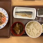 Sukiya Nihyakukyuro Sakasakai Ten - 鯖定食と牛皿　（ご飯はミニ）