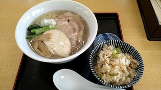 Moshioya - 塩らぁめん豚チャーシュートッピング＆まぜごはん