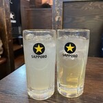 大衆酒場 もてなしや - お疲れモンサワー¥438／生姜レモンサワー¥438