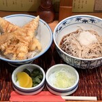 Soba Kaiseki Kayabacho Sarashina - 蕎麦懐石 茅場町 更科 日替わりランチ 木曜日 穴子天丼セット 税込1,500円 蕎麦は冷たいぶっかけで、ご飯少な目で