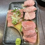 四文屋 - 冷製三種盛り　レバー、ハツ、ハラミ