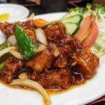 元祖 名古屋中華 渡辺 - スブタ定食1050円 御飯大盛50円