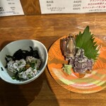 立呑み魚参 - 白子ぽんず、シャコ