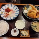 Shimoda Seafood Yamaya - ミックスフライ定食刺し身付き