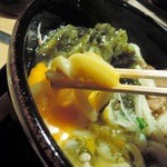 さぬきうどん四國屋 - 2014.11昆布うどんに甘あげ、生卵トッピング