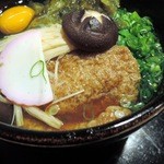 さぬきうどん四國屋 - 2014.11昆布うどんに甘あげ、生卵トッピング