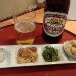 旬香亭あーち - 中瓶ビール＋お通し