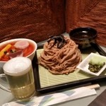 菓子工房　梅月堂 - 盛りそば、ラーメン、ビール～♪　みんなケーキに見えない（笑）