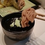 菓子工房　梅月堂 - 盛りそばの蕎麦はモンブラン、おつゆはコーヒーゼリー