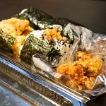 伊勢屋餅菓子店 - 料理写真:2015.6 から揚茶飯おにぎりなど、これ全部で1,120円