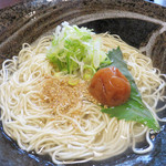 Noda T Tei. - 鯛骨麺・梅 750円。
                        基本の鯛骨麺は、チャーシューの代わりに自家製かまぼこがのってますが、
                        鯛骨麺・梅は、かまぼこの代わりに、大きくて柔らかい紀州はちみつ梅干しがのってます。
                        