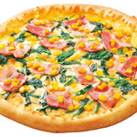 Pizza Royalhat Higashishiten - ほうれん草とベーコンのバターしょうゆ焼き  SS\530　Ｓ\990　Ｍ\1,680　Ｌ\2,990