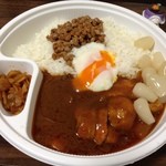 CoCo壱番屋 - H.28.2.26.昼 グランドマザーカレー弁当+300g+5辛+半熟タマゴ+納豆+らっきょう 1,267円税込