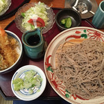 Yamamoto An - 天丼セット（大盛り）1,100円。