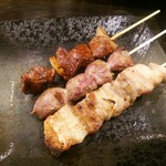 Yakitori Haru - 豚バラ、ハツ、きも