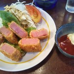 和平・お食事処 - ハムカツ ５００円(2017年8月13日撮影)