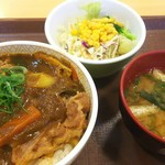 Sukiya Jusango Akita Ushijima Ten - カレー南蛮丼+サラダセット　490円+150円