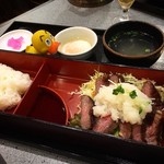 Sumibi Yakiniku Yasubee - サーロインステーキ定食おろしポン酢