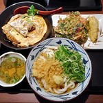 丸亀製麺 - カツ丼（中）＆ ぶっかけ（並）＆ たけのこ天 ＆ 三つ葉と小エビのかき揚げ