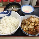 Matsuya Suminoe Koen Ten - 回鍋肉定食 半熟玉子650円ご飯大盛