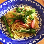 trattoria PER PONTE - 菜の花とベーコンのペペロンチーノ(ランチセット)